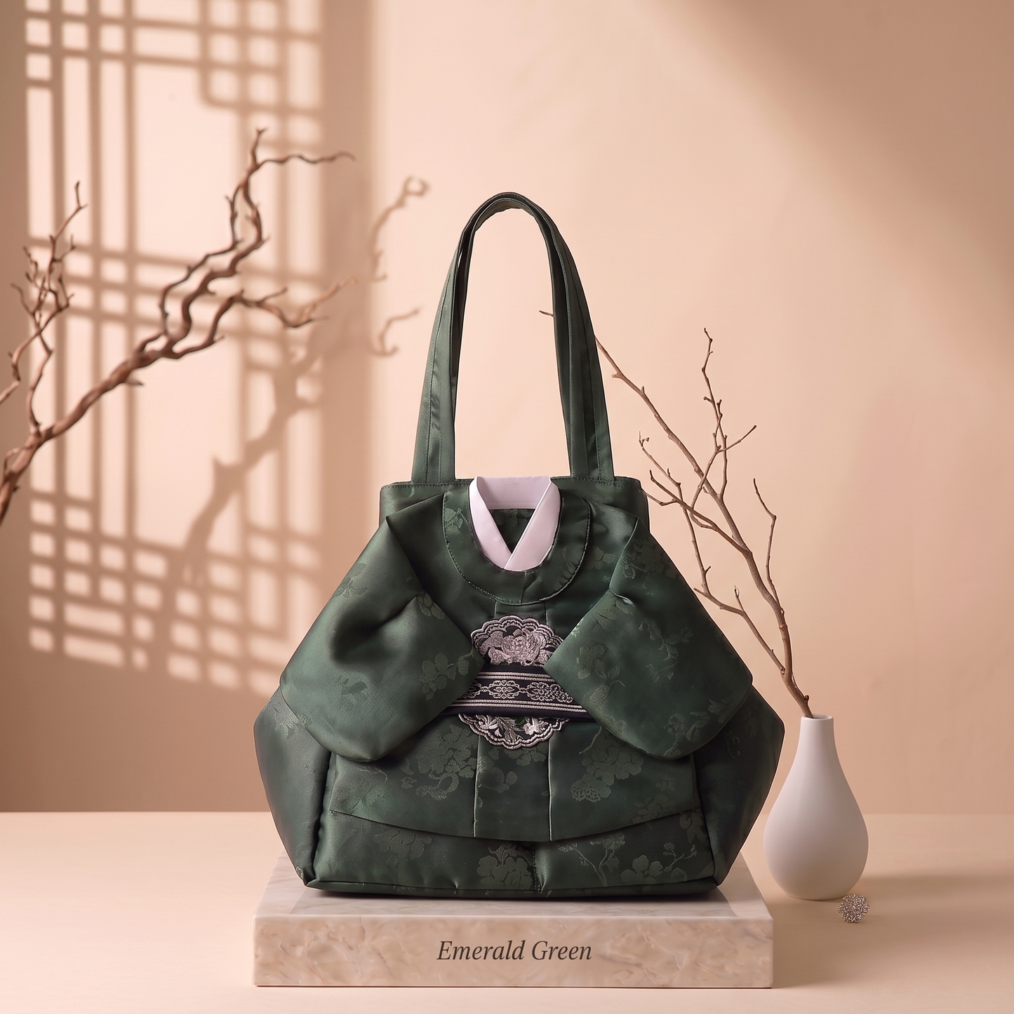 Korean Traditional Hanbok Tote Bag. Korean Elegant Silk Brocade Shoulder Purse