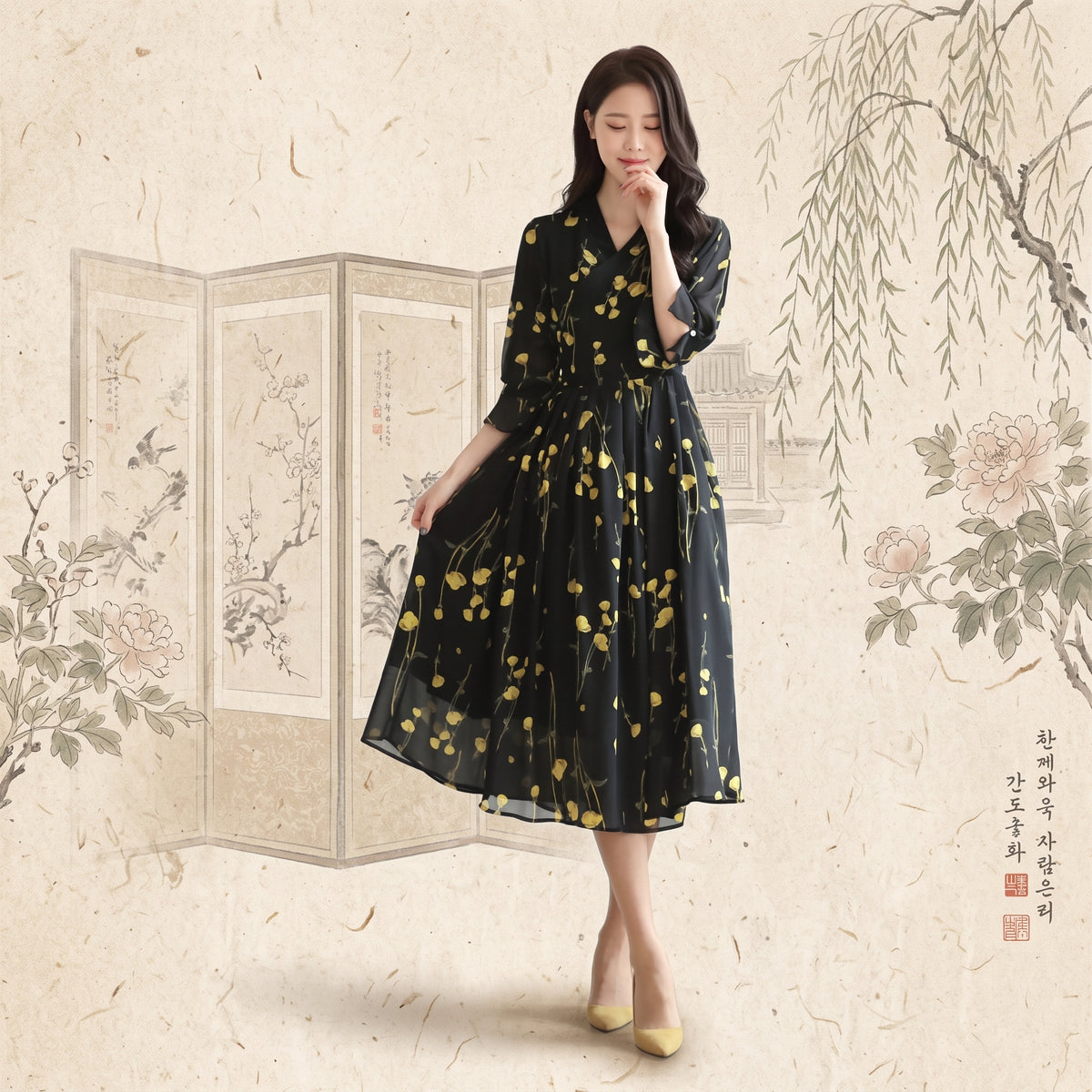 Korean Heritage Linen Wrap Dress Hanbok The Month of Fruition
