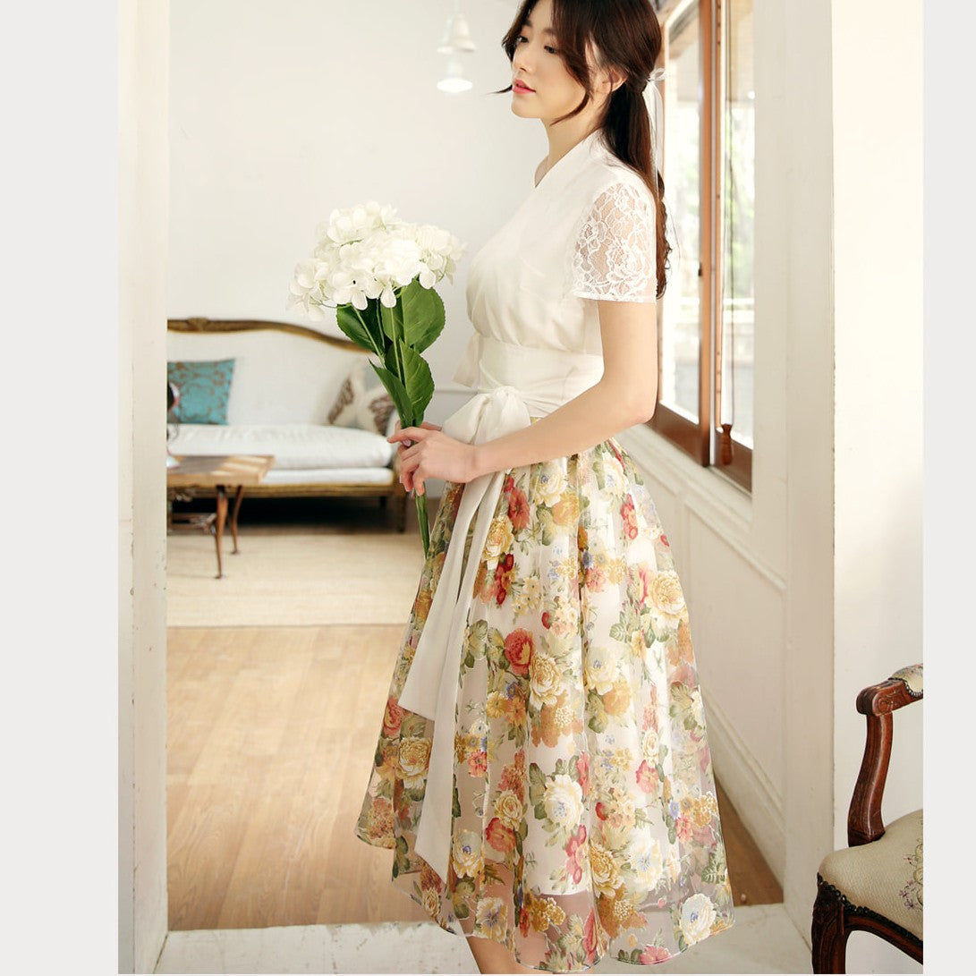 Korean Hanbok Blouse Nari Lace Jeogori