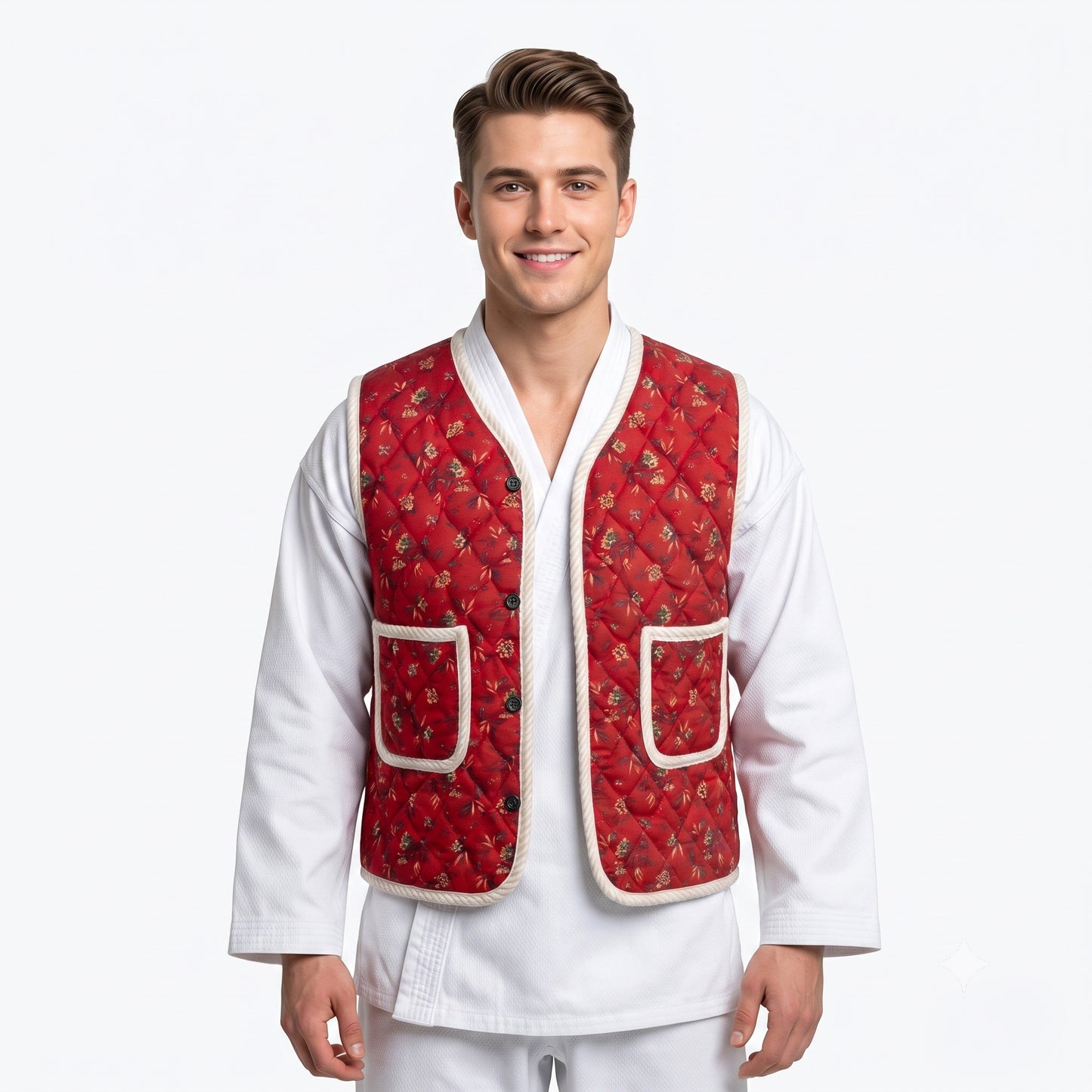 K-Drama style Agent Kim Floral Vest, Korean Traditional Floral Vest