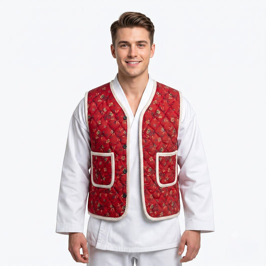 K-Drama style Agent Kim Floral Vest, Korean Traditional Floral Vest