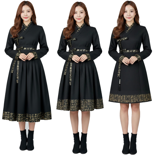 Custom Korean Hanbok Dress: Hangeul Print, Saja Jacket