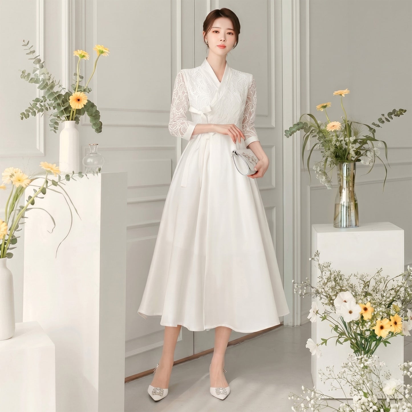Korean Modern Hanbok Lace Dress Wedding