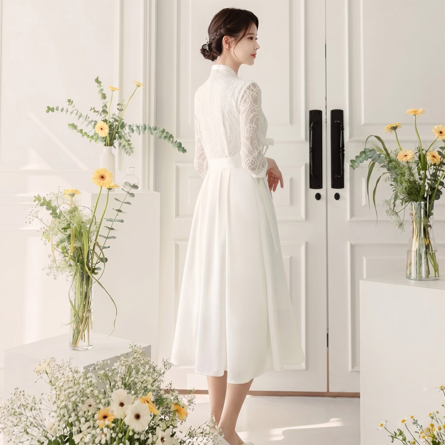 Korean Modern Hanbok Lace Dress Wedding