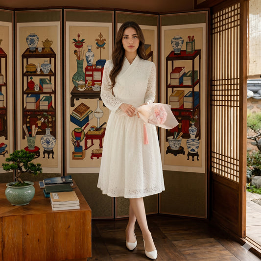 Korean Modern Hanbok Lace Dress Wedding