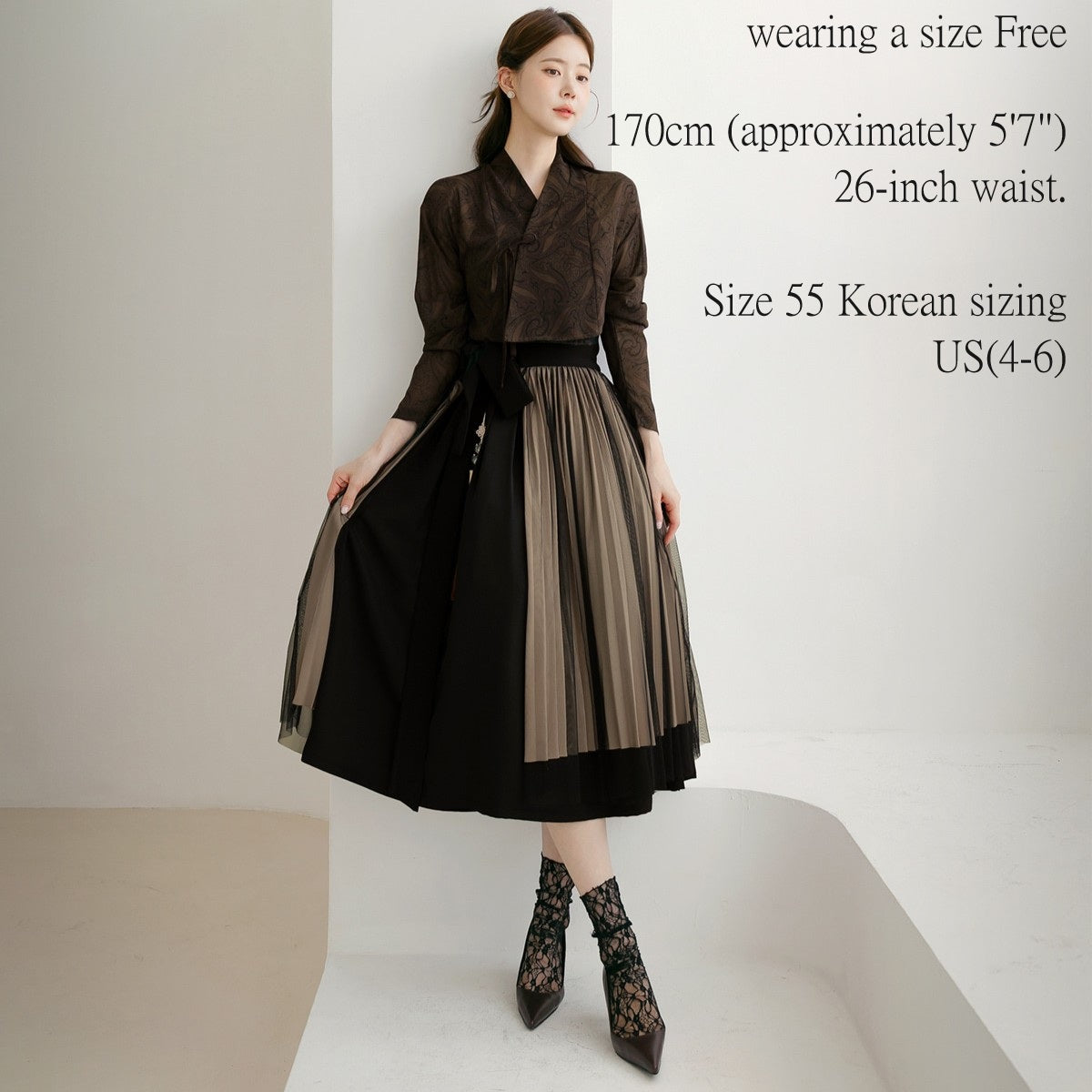 Korean Egret Flower Hanbok Blouse: Sheer Floral Jeogori Top