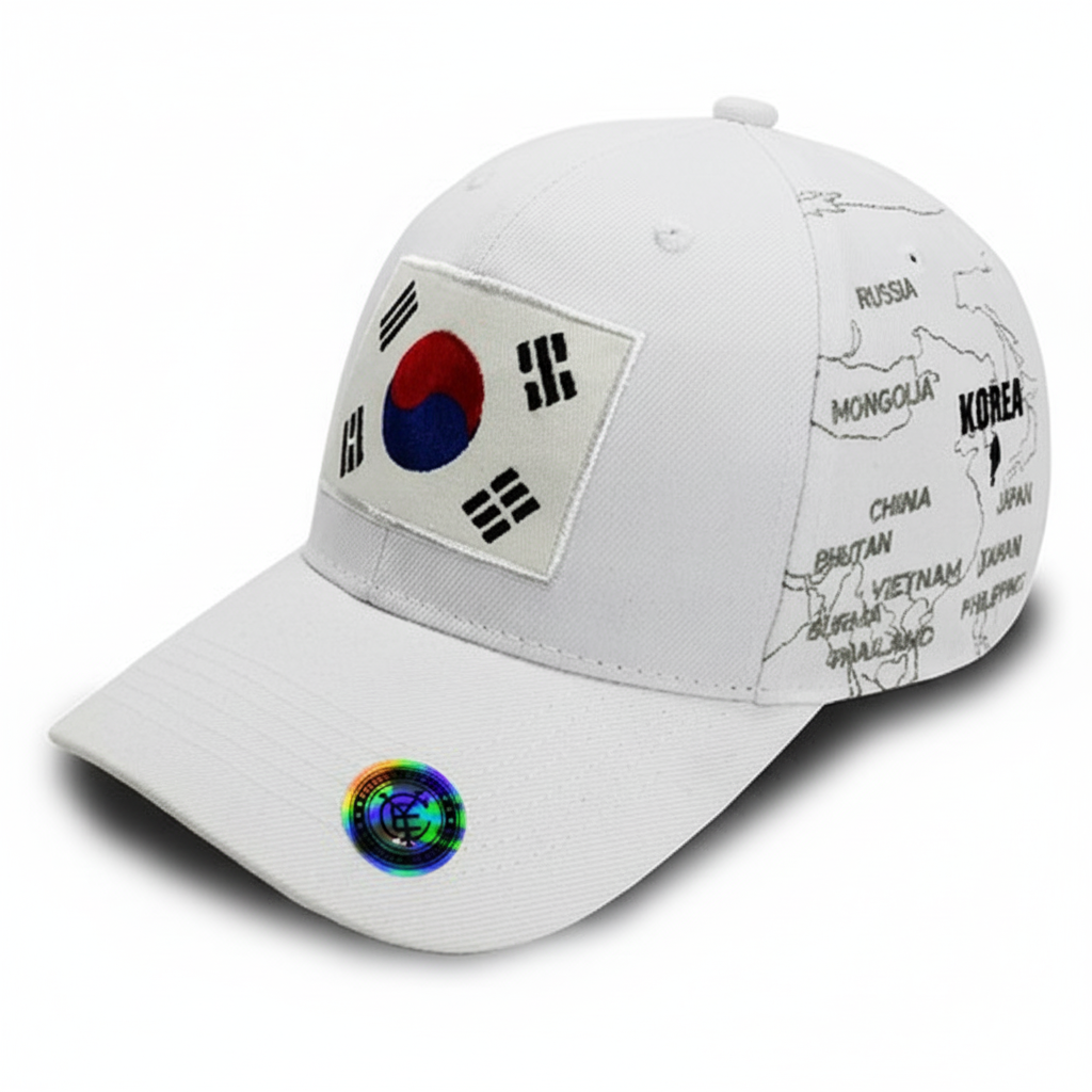 Korea Flag Baseball Cap Modern Korean Map Design. Korea Supporters Cap