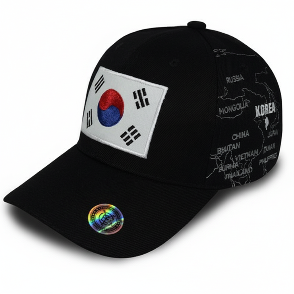 Korea Flag Baseball Cap Modern Korean Map Design. Korea Supporters Cap