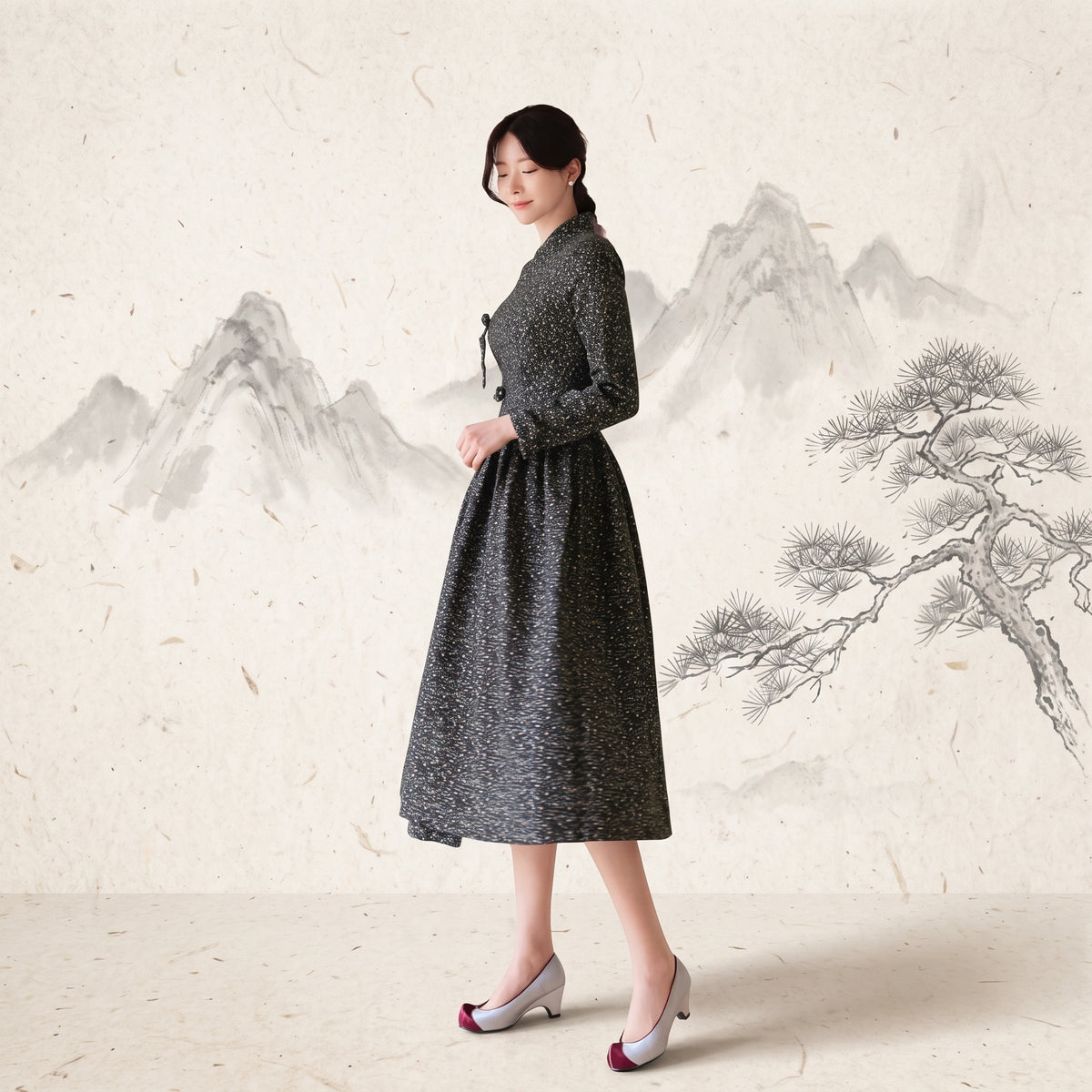 Korean Heritage Linen Wrap Dress Hanbok Embraced Grace