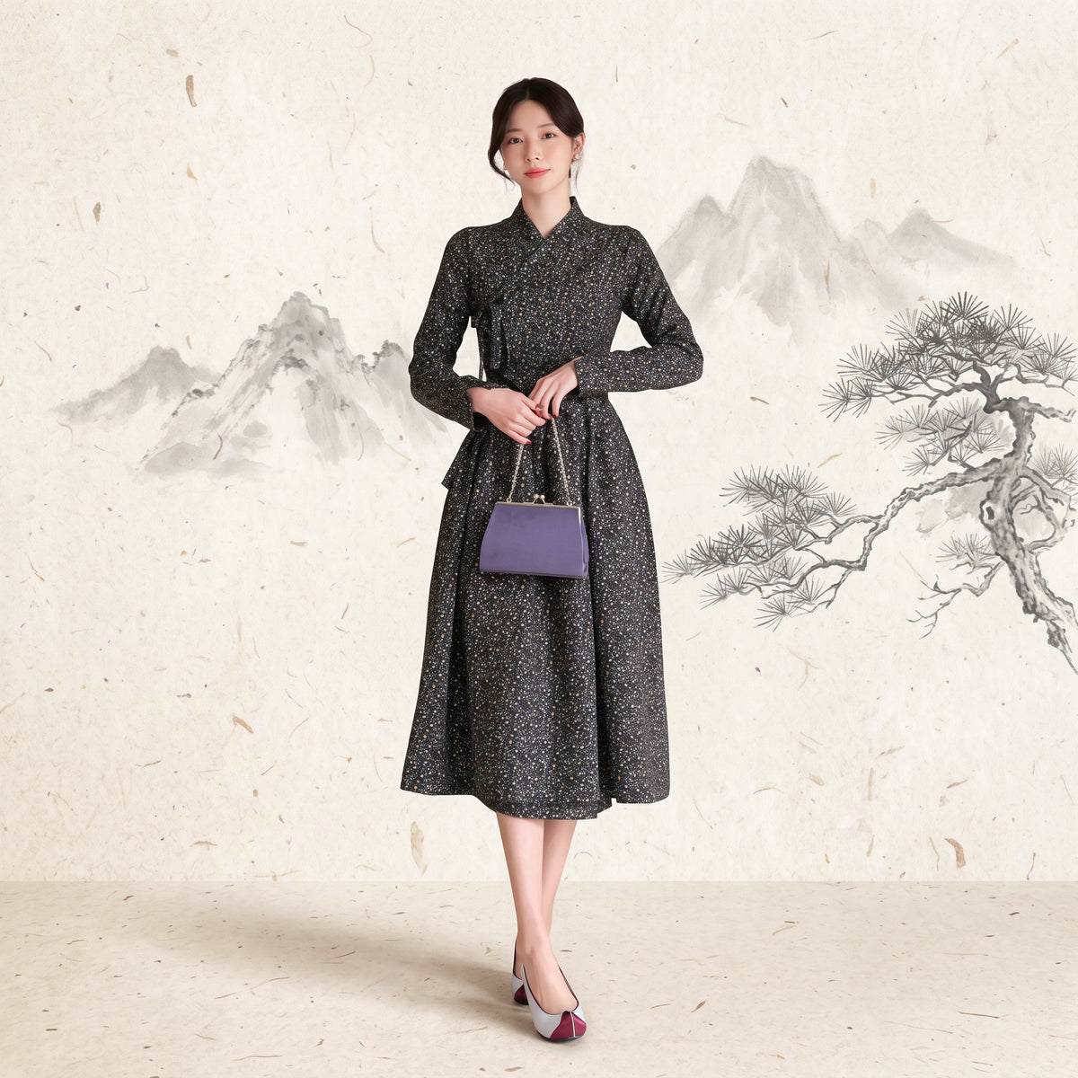Korean Heritage Linen Wrap Dress Hanbok Embraced Grace