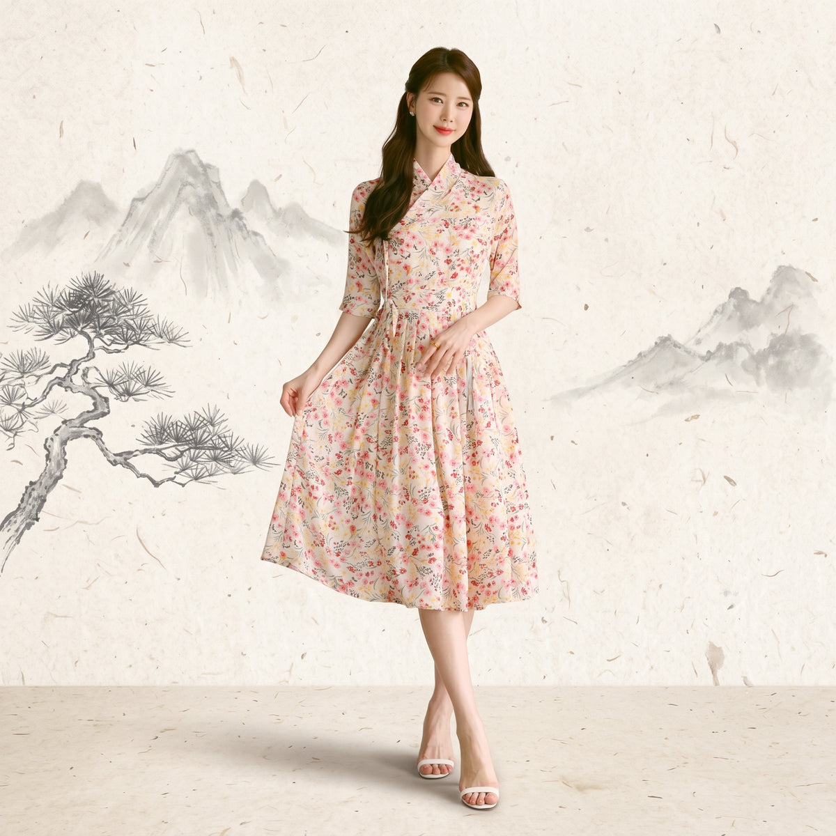 Korean Heritage Linen Wrap Dress Hanbok Heaven-Sent