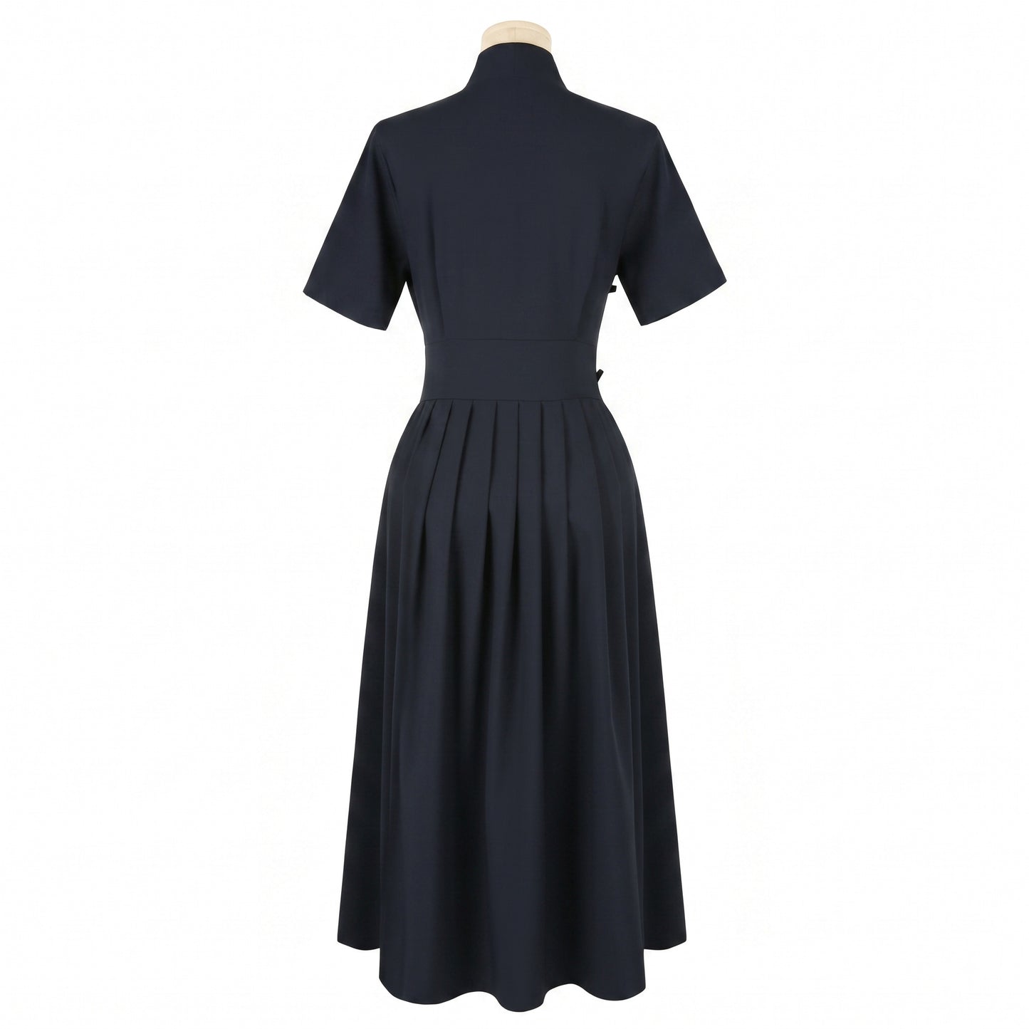 Korean Heritage Linen Wrap Dress Gerbera - Navy