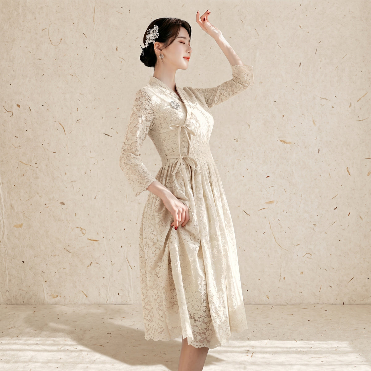 Korean Heritage Linen Wrap Dress Hanbok Radiant Blossom