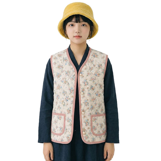 Premium Korean Floral Vest / Retro Floral Vest / Country Getaway Kimjang Vest