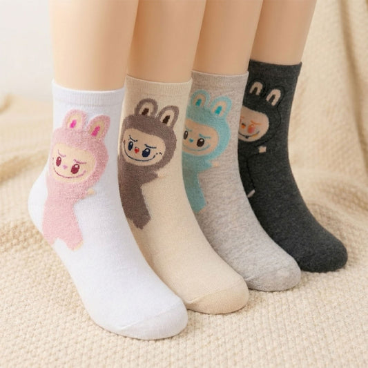 4pairs Labubu Socks. Korean Socks.