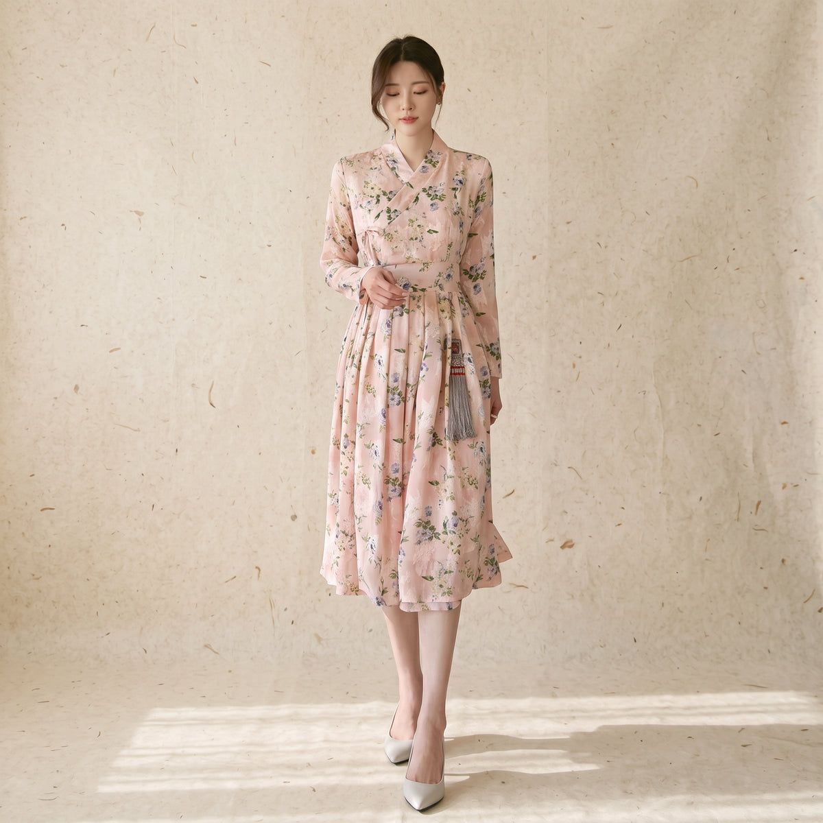 Korean Heritage Linen Wrap Dress Hanbok Timeless Grace
