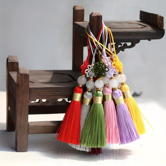 4pk Korean Traditional Tassel Norigae - Elegant Knotted Ornament, Home Decor, Gift Wrapping, and Accessories