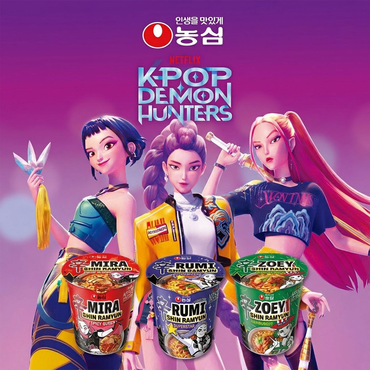 Shin Ramyun KPOP Demon Hunters Ramyun - 3Cups set