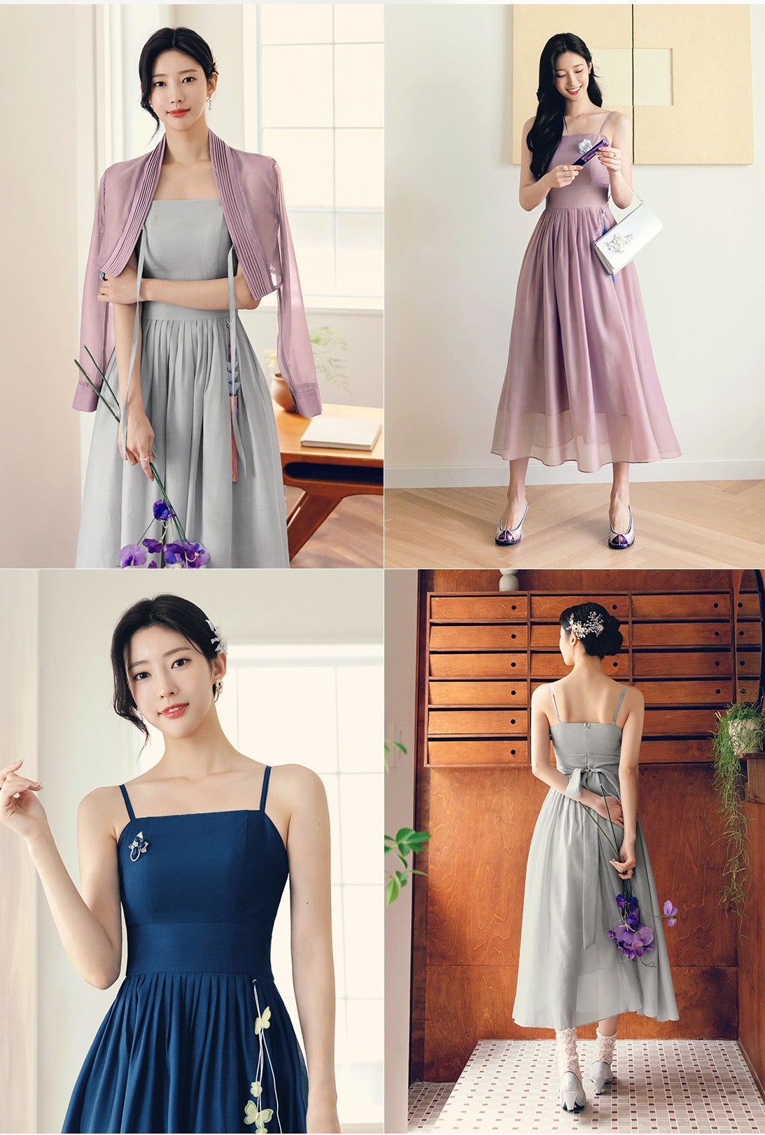Korean Modern Hanbok Dress Water spray organza
