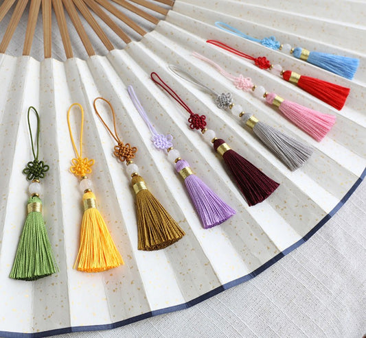 4pk Korean Traditional Tassel Norigae - Elegant Knotted Ornament, Home Decor, Gift Wrapping, and Accessories
