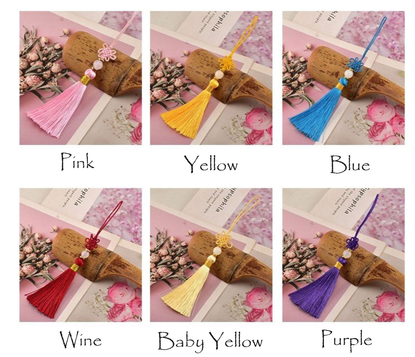 4pk Korean Traditional Tassel Norigae - Elegant Knotted Ornament, Home Decor, Gift Wrapping, and Accessories