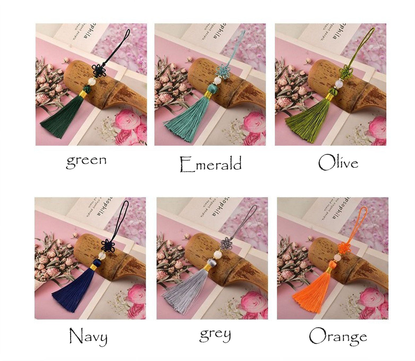 4pk Korean Traditional Tassel Norigae - Elegant Knotted Ornament, Home Decor, Gift Wrapping, and Accessories