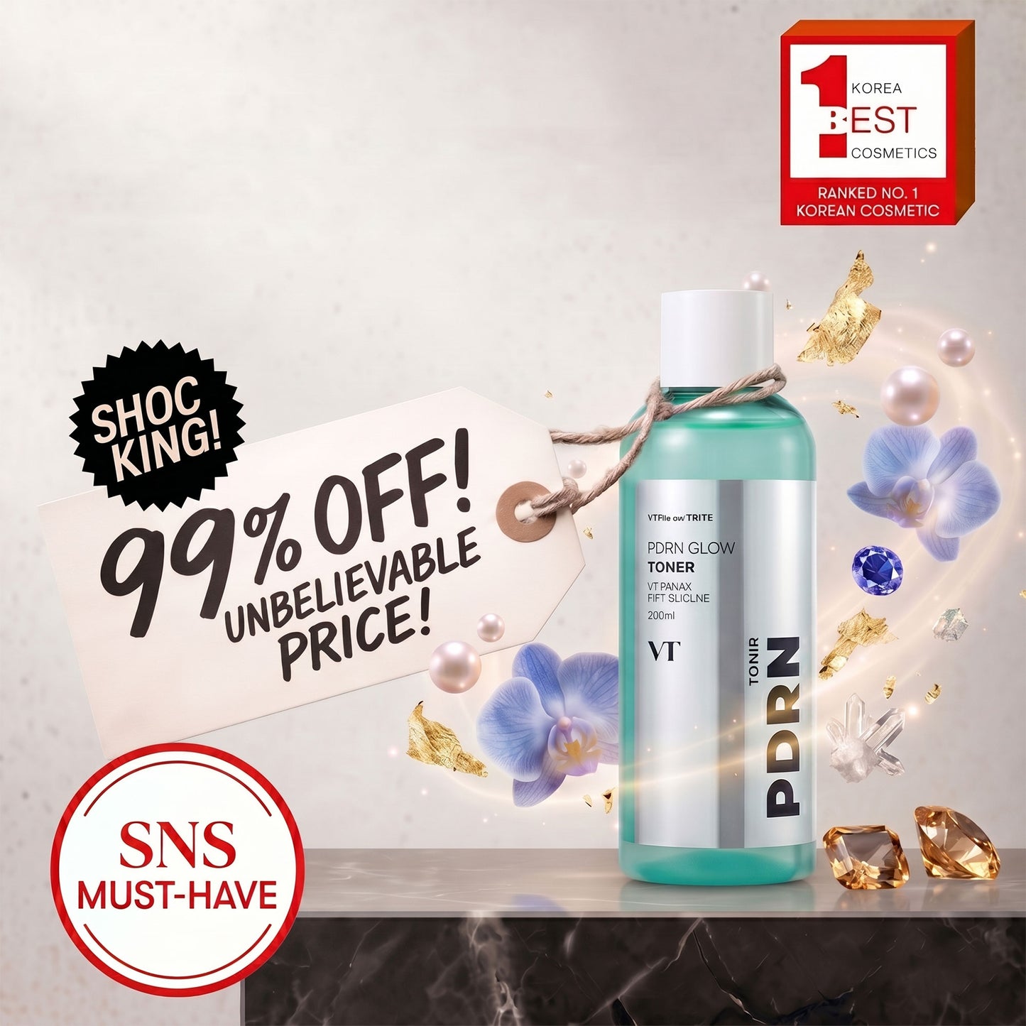 K-Beauty VT PDRN Radiance Toner 200ml - Instant Hydration Boost