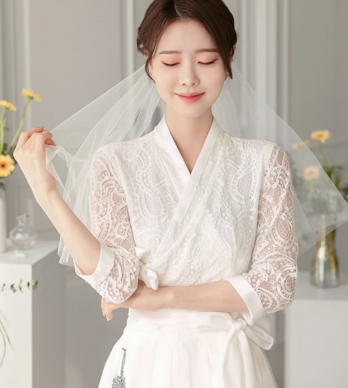 Korean Modern Hanbok De-olin lace Dress Wedding