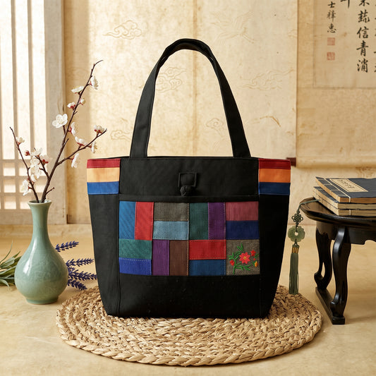 Artisan Korean Traditional Tote Bag - Elegant Heritage Canvas Handbag