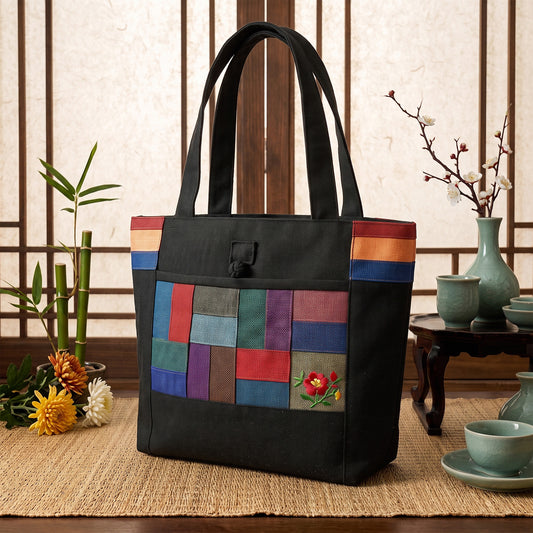Artisan Korean Traditional Tote Bag - Elegant Heritage Canvas Handbag
