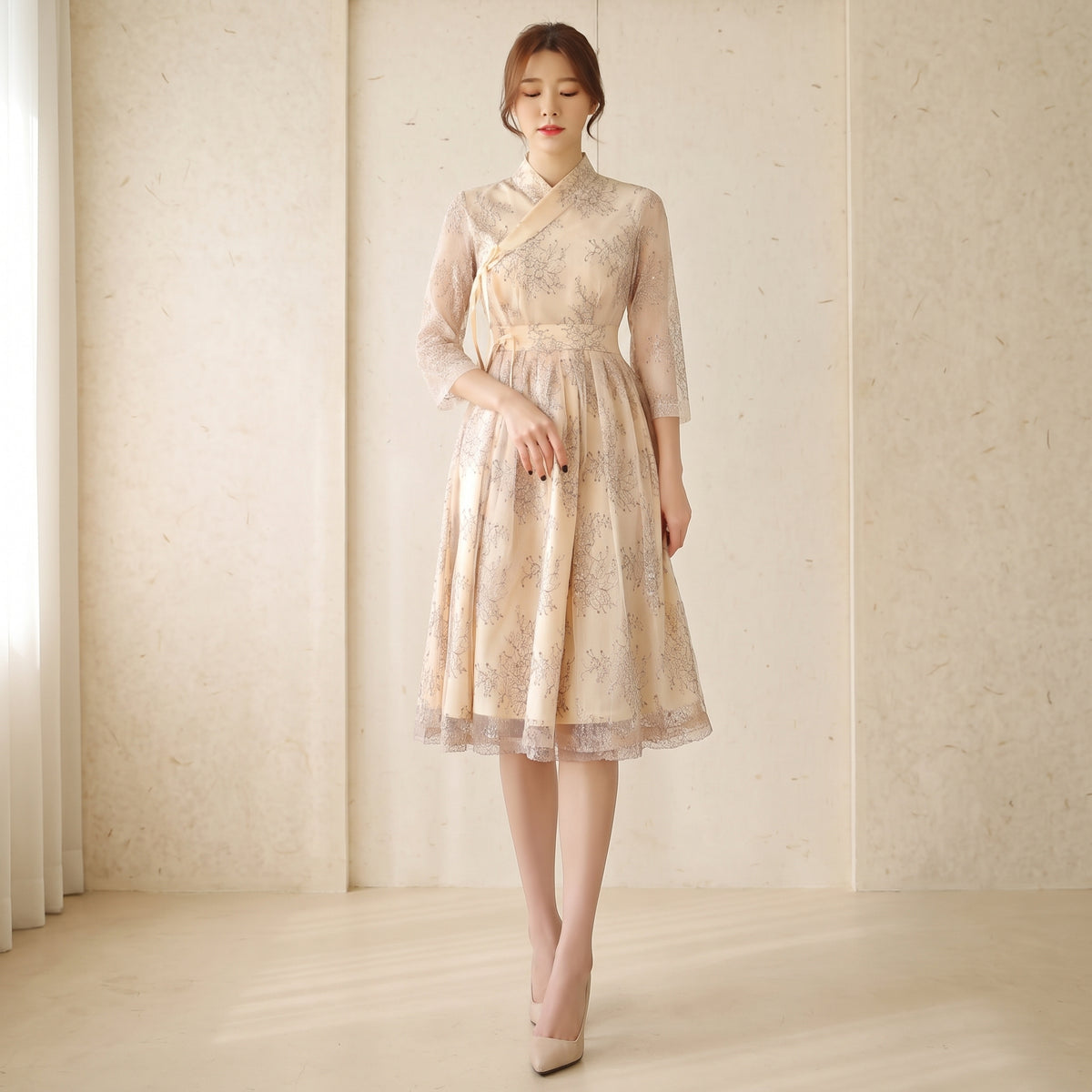 Korean Heritage Linen Wrap Dress Hanbok Lovely
