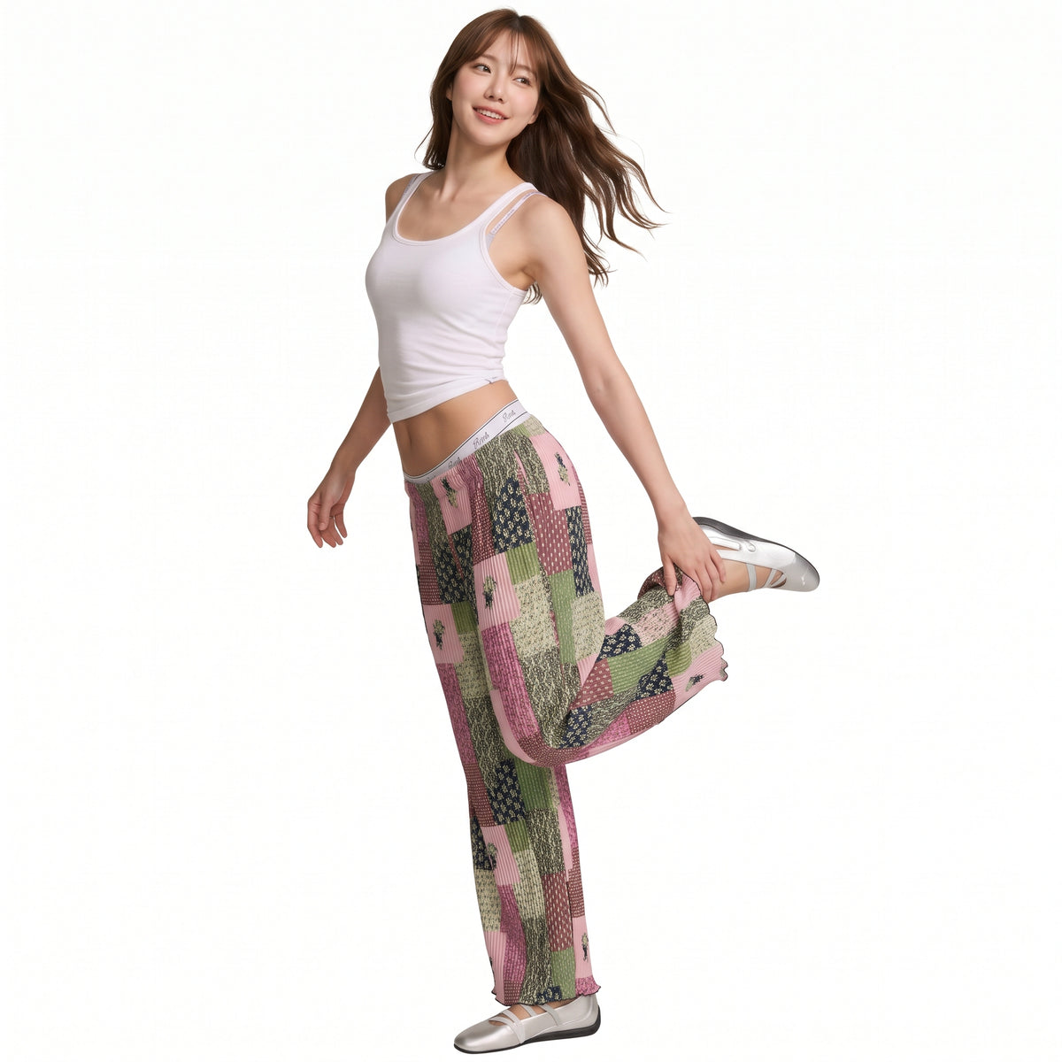 Korean Patchwork Cottagecore Vintage Floral Pants