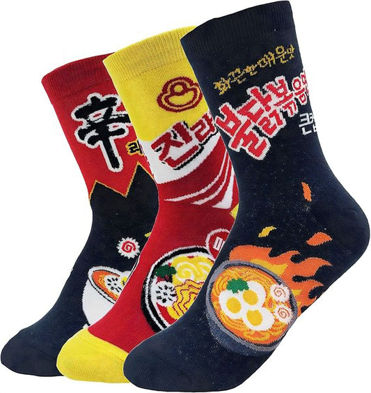 3Pairs K-Culture Korean Socks. Korean Ramyeon Socks.