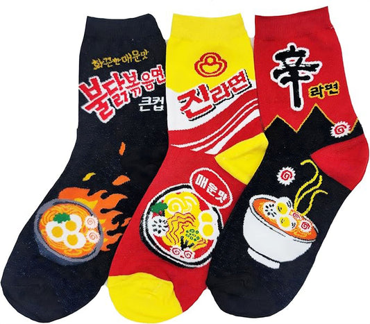 3Pairs K-Culture Korean Socks. Korean Ramyeon Socks.