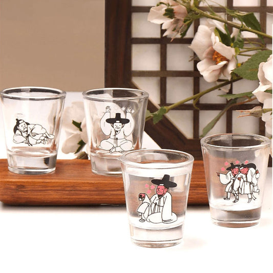 Korean Traditional Classical Scholar Shot Glass 4pcs Color-Changing Soju glass