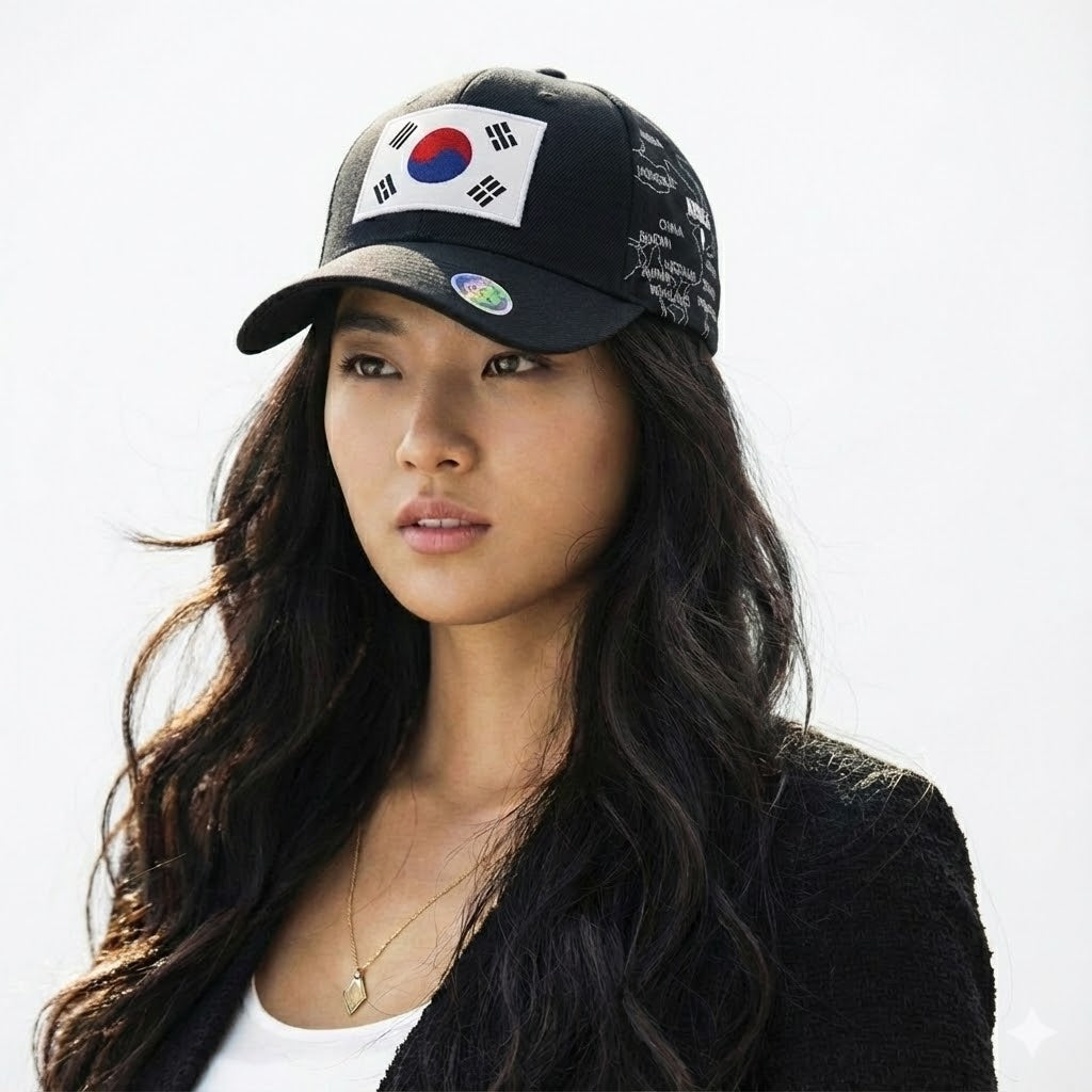Korea Flag Baseball Cap Modern Korean Map Design. Korea Supporters Cap