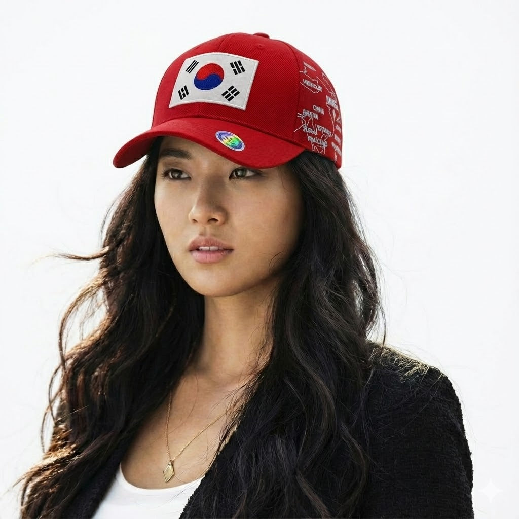 Korea Flag Baseball Cap Modern Korean Map Design. Korea Supporters Cap