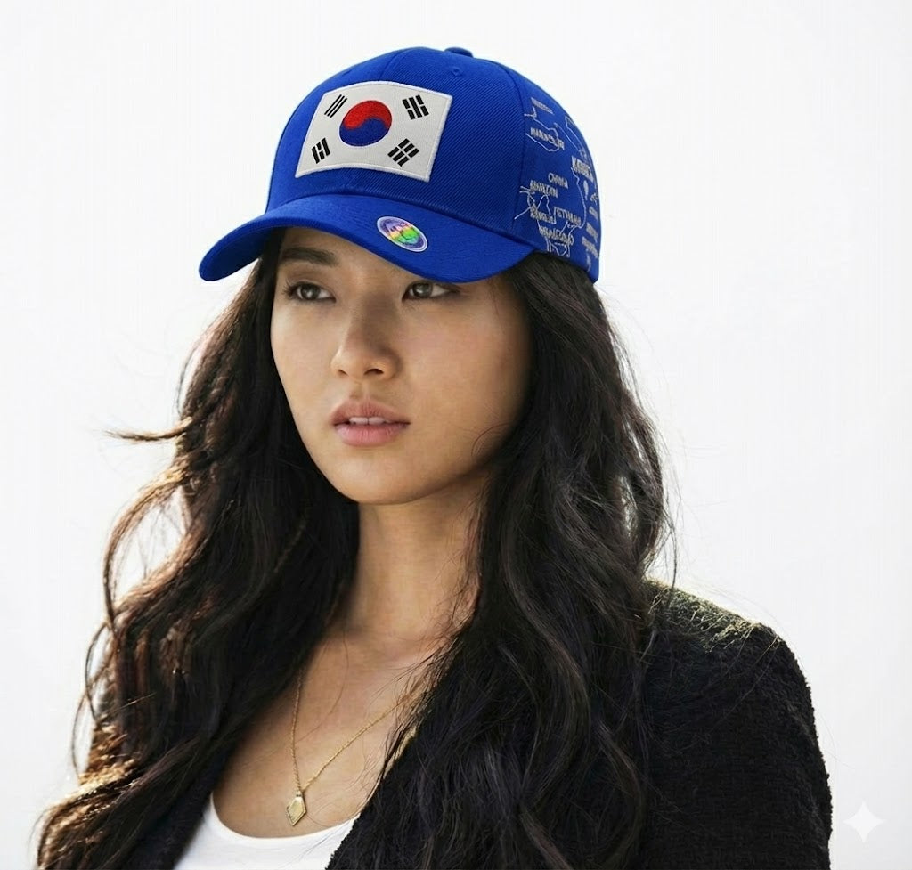 Korea Flag Baseball Cap Modern Korean Map Design. Korea Supporters Cap