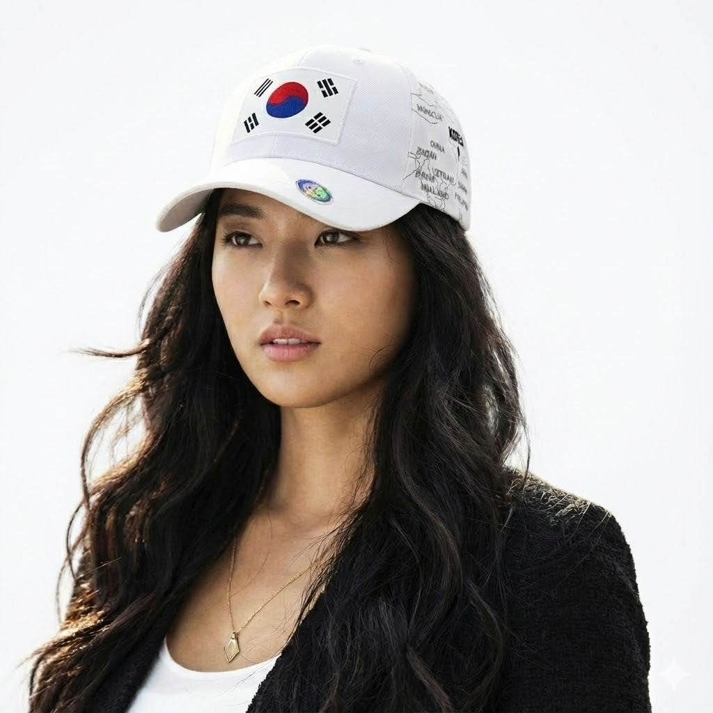 Korea Flag Baseball Cap Modern Korean Map Design. Korea Supporters Cap
